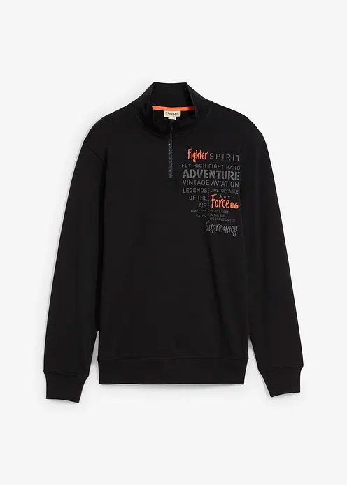 Troyer-Sweatshirt aus reiner Bio-Baumwolle in schwarz von vorne - bonprix Troyer-Sweatshirt aus reiner Bio-Baumwolle in schwarz von vorne - bonprix