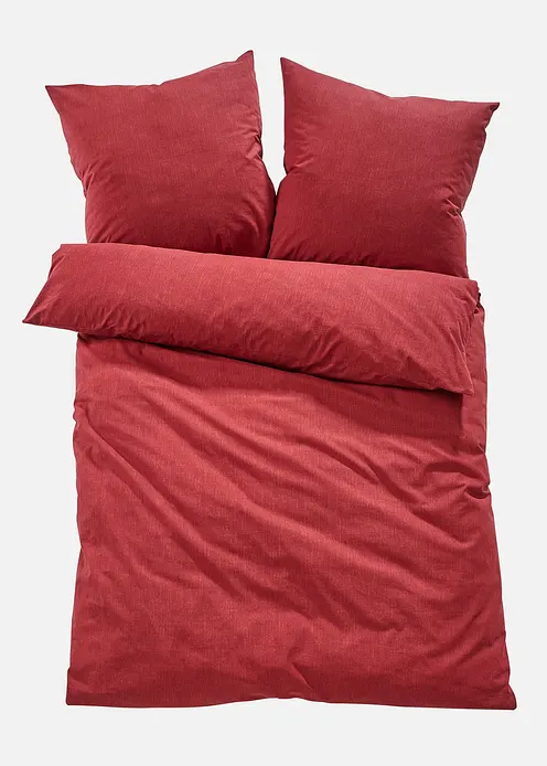 Bettwäsche in Leinenoptik in rot von vorne - bonprix Bettwäsche in Leinenoptik in rot von vorne - bonprix