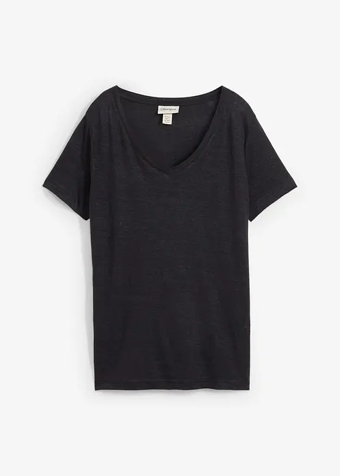 Shirt aus reinem Leinen in schwarz von vorne - bonprix Shirt aus reinem Leinen in schwarz von vorne - bonprix