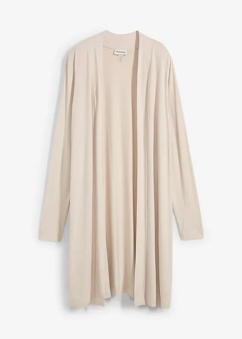 Lange Shirtjacke aus softer Viskose in grau von vorne - bonprix Lange Shirtjacke aus softer Viskose in grau von vorne - bonprix