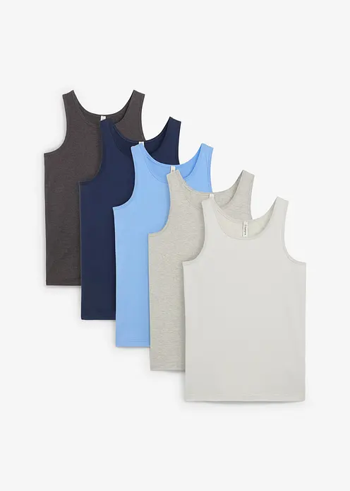 Unterhemd mit weicher Baumwolle (5er Pack) in blau von vorne - bonprix Unterhemd mit weicher Baumwolle (5er Pack) in blau von vorne - bonprix