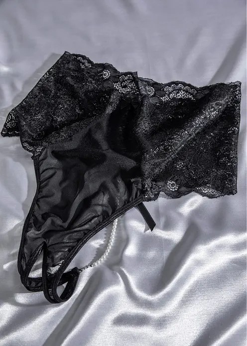 Highwaist String ouvert mit abnehmbarer Kette in schwarz - bonprix Highwaist String ouvert mit abnehmbarer Kette in schwarz - bonprix