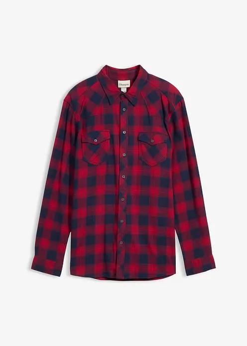 Flanellhemd aus reiner Baumwolle in rot von vorne - bonprix Flanellhemd aus reiner Baumwolle in rot von vorne - bonprix