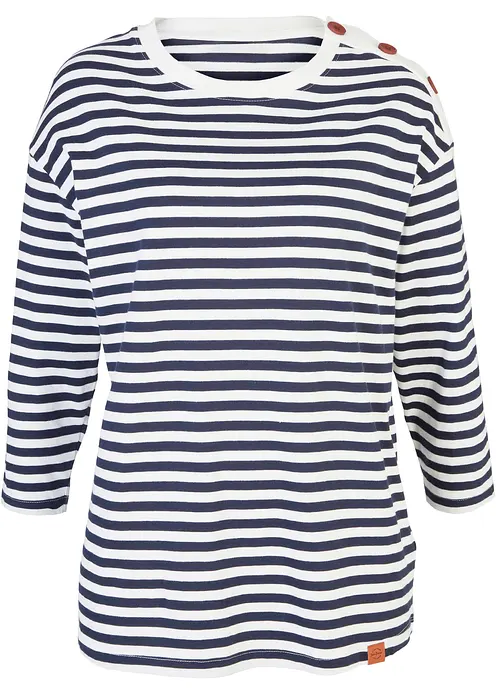 Langarmshirt, Oversized mit Knöpfen in blau von vorne - bonprix Langarmshirt, Oversized mit Knöpfen in blau von vorne - bonprix