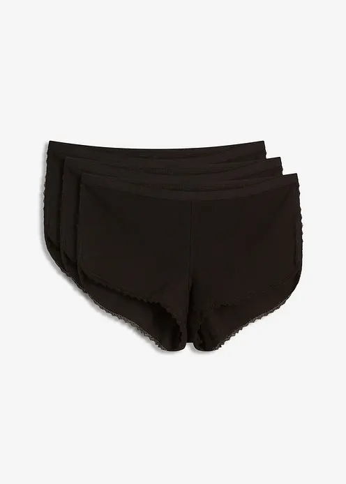 Damen Boxer mit Baumwolle (3er Pack) in schwarz von vorne - bonprix Damen Boxer mit Baumwolle (3er Pack) in schwarz von vorne - bonprix