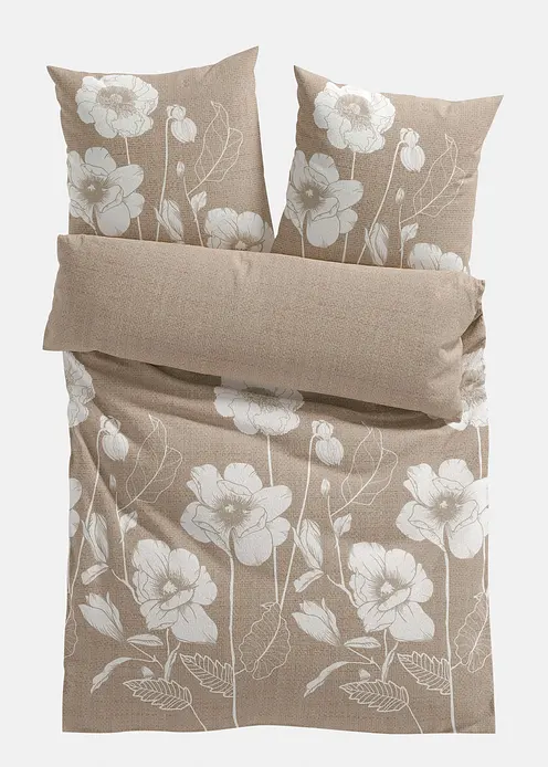 Bettwäsche mit Blüten in beige von vorne - bonprix Bettwäsche mit Blüten in beige von vorne - bonprix