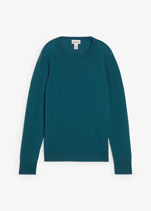 Cashmerepullover mit Good Cashmere Standard®-Anteil in petrol von vorne - bonprix Cashmerepullover mit Good Cashmere Standard®-Anteil in petrol von vorne - bonprix