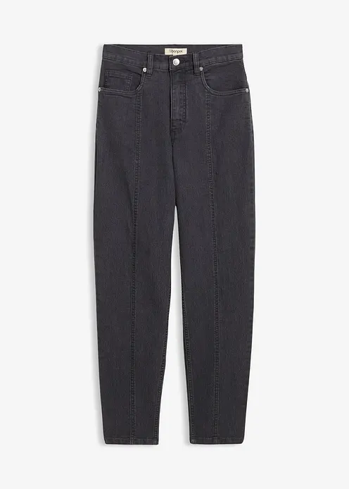Mom-Jeans High Waist, Stretch in grau von vorne - bonprix Mom-Jeans High Waist, Stretch in grau von vorne - bonprix