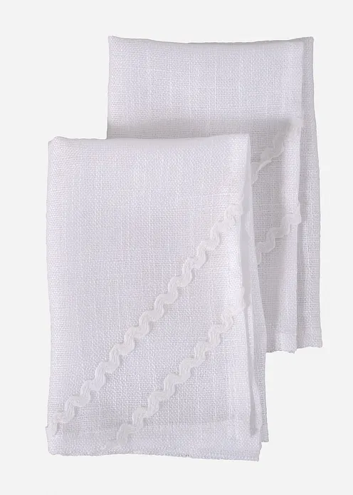 Stoffservietten mit dekorativer Biese (2er Pack) in weiß von vorne - bonprix Stoffservietten mit dekorativer Biese (2er Pack) in weiß von vorne - bonprix