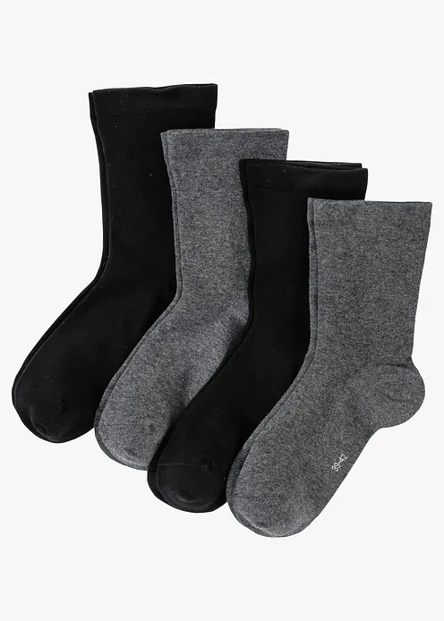 Socken mit druckfreiem Bündchen mit Bio Baumwolle (4er Pack) in schwarz von vorne - bonprix Socken mit druckfreiem Bündchen mit Bio Baumwolle (4er Pack) in schwarz von vorne - bonprix