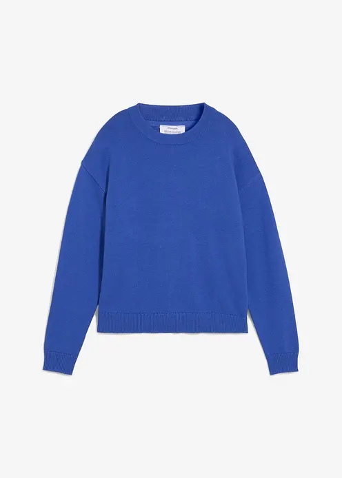 Oversize-Pullover aus reiner Baumwolle in blau von vorne - bonprix Oversize-Pullover aus reiner Baumwolle in blau von vorne - bonprix