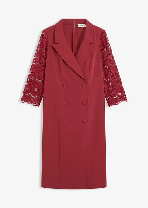 Blazer-Kleid mit Spitzenärmeln in rot von vorne - bonprix Blazer-Kleid mit Spitzenärmeln in rot von vorne - bonprix