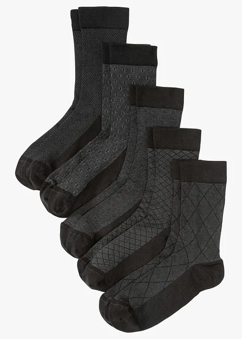 Socken mit druckfreiem Bündchen mit Bio-Baumwolle (5er Pack) in schwarz von vorne - bonprix Socken mit druckfreiem Bündchen mit Bio-Baumwolle (5er Pack) in schwarz von vorne - bonprix