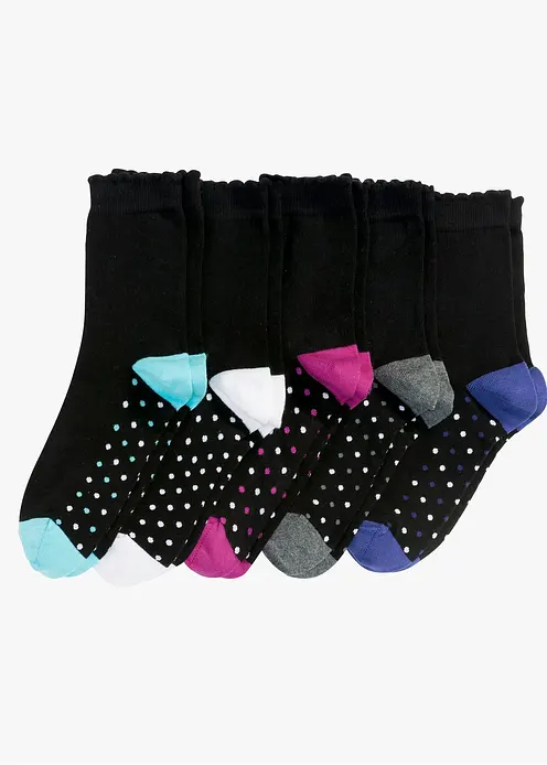 Damen Socken mit Bio-Baumwolle (5er Pack) in schwarz von vorne - bonprix Damen Socken mit Bio-Baumwolle (5er Pack) in schwarz von vorne - bonprix