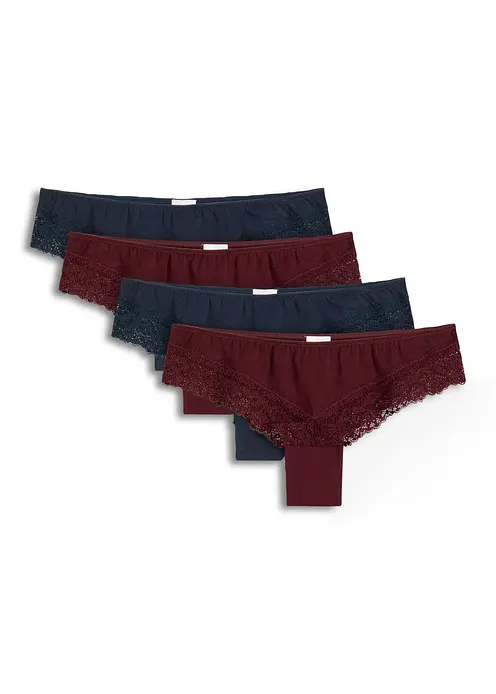 Brazilslip mit Bio-Baumwolle (4er Pack) in blau von vorne - bonprix Brazilslip mit Bio-Baumwolle (4er Pack) in blau von vorne - bonprix