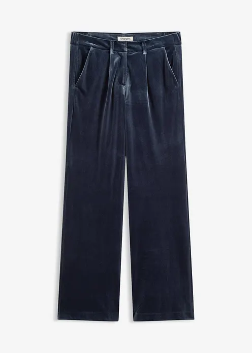 Hose aus softem Samt in blau von vorne - bonprix Hose aus softem Samt in blau von vorne - bonprix
