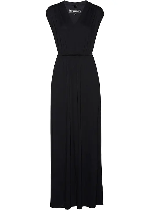 Jersey-Maxikleid aus nachhaltigem Viskose-Mix in schwarz von vorne - bonprix Jersey-Maxikleid aus nachhaltigem Viskose-Mix in schwarz von vorne - bonprix