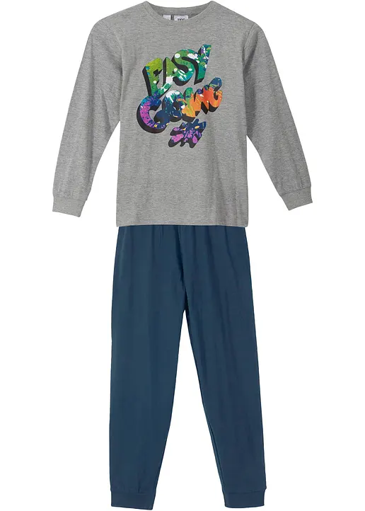 Pyjama (2-tlg. Set) mit Bio-Baumwolle in grau - bonprix Pyjama (2-tlg. Set) mit Bio-Baumwolle in grau - bonprix