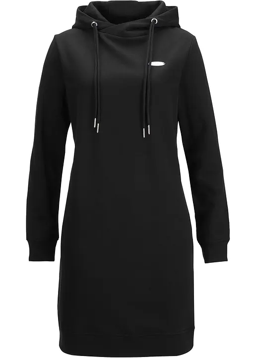 Sweatkleid mit Kapuze in schwarz von vorne - bonprix Sweatkleid mit Kapuze in schwarz von vorne - bonprix