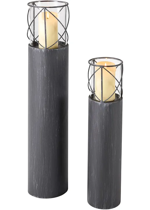 Kerzenhalter rund (2-tlg.Set) in grau - bpc living bonprix collection Kerzenhalter rund (2-tlg.Set) in grau - bpc living bonprix collection