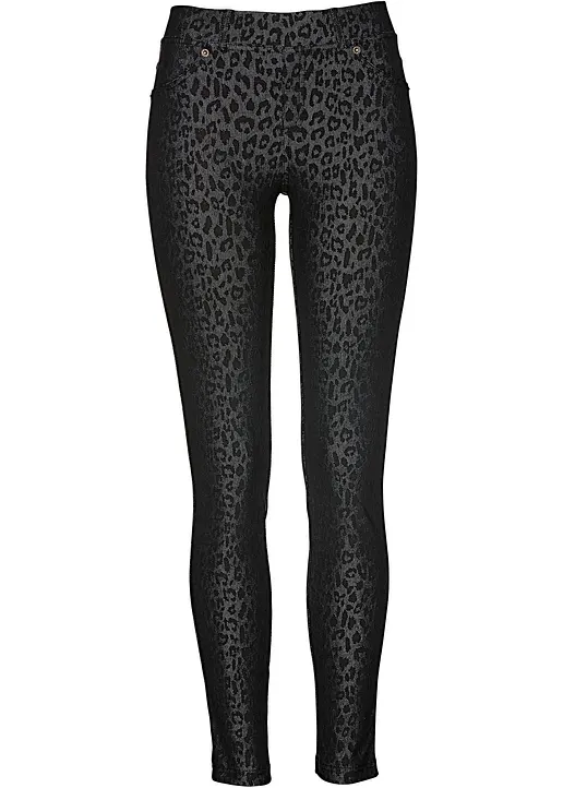 Jeggings mit Leo-Druck in grau von vorne - bonprix Jeggings mit Leo-Druck in grau von vorne - bonprix