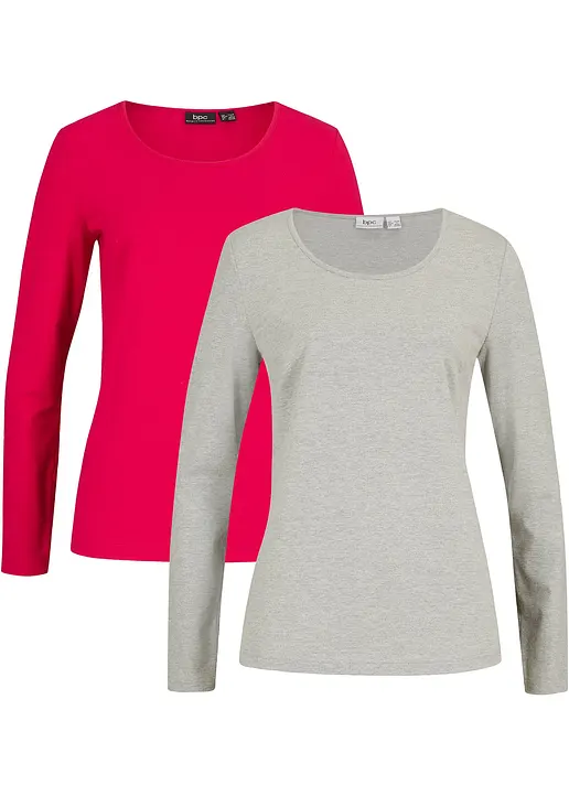 Langarmshirt (2er Pack) in rot von vorne - bonprix Langarmshirt (2er Pack) in rot von vorne - bonprix