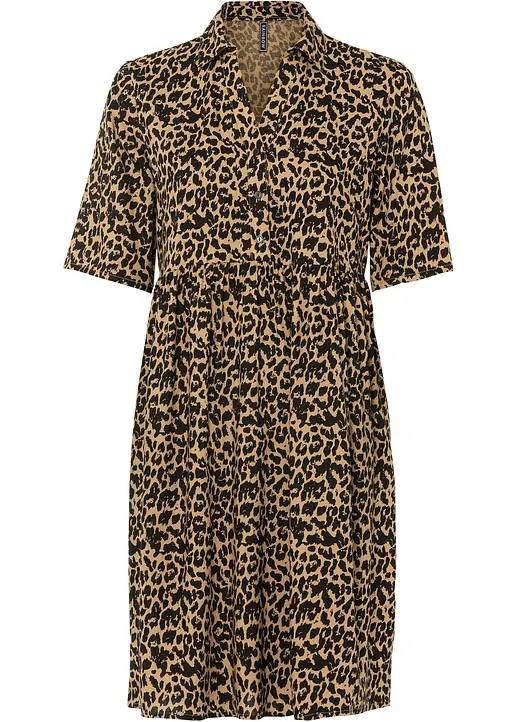 Blusenkleid aus fließender Viskose in braun von vorne - bonprix Blusenkleid aus fließender Viskose in braun von vorne - bonprix