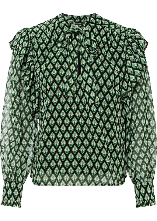 Bluse mit Volants in grün von vorne - bonprix Bluse mit Volants in grün von vorne - bonprix