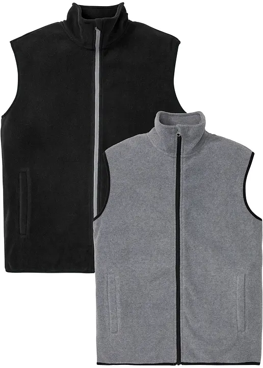 Fleece Weste (2er Pack) in schwarz von vorne - bonprix Fleece Weste (2er Pack) in schwarz von vorne - bonprix