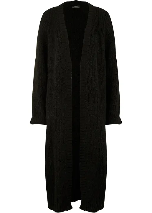 Lange Strickjacke in schwarz von vorne - bonprix Lange Strickjacke in schwarz von vorne - bonprix