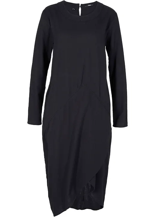 Flanellkleid mit Taschen in schwarz von vorne - bonprix Flanellkleid mit Taschen in schwarz von vorne - bonprix