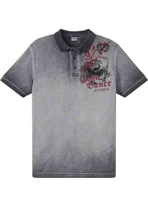 Piquè-Poloshirt, Kurzarm, Loose Fit in grau von vorne - bonprix Piquè-Poloshirt, Kurzarm, Loose Fit in grau von vorne - bonprix