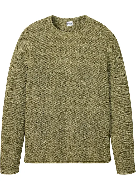 Pullover mit recycelter Baumwolle in grün von vorne - bonprix Pullover mit recycelter Baumwolle in grün von vorne - bonprix