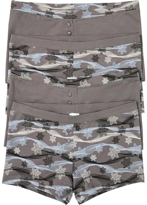 Damen Boxer mit Bio-Baumwolle (4er Pack) in grau von vorne - bonprix Damen Boxer mit Bio-Baumwolle (4er Pack) in grau von vorne - bonprix