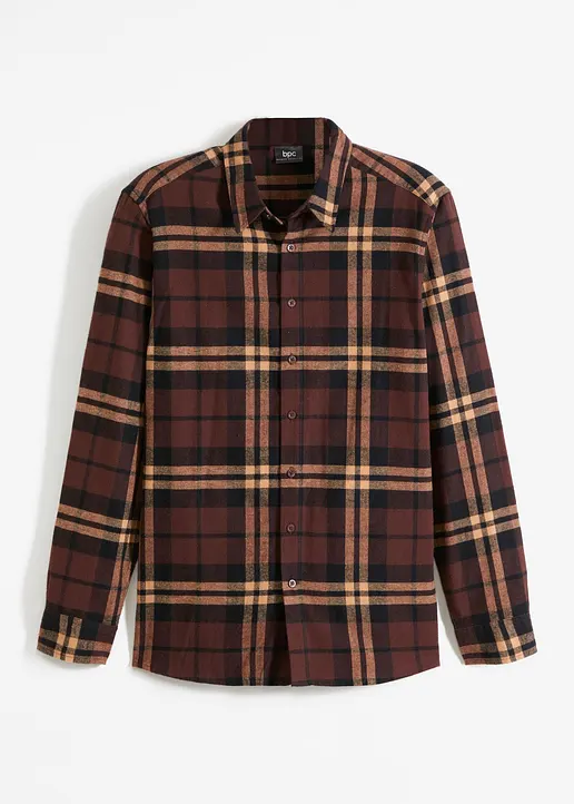 Flanellhemd aus reiner Baumwolle mit Komfortschnitt in braun von vorne - bonprix Flanellhemd aus reiner Baumwolle mit Komfortschnitt in braun von vorne - bonprix
