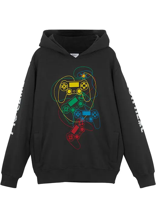 Hoodie aus reiner Bio-Baumwolle in schwarz von vorne - bonprix Hoodie aus reiner Bio-Baumwolle in schwarz von vorne - bonprix