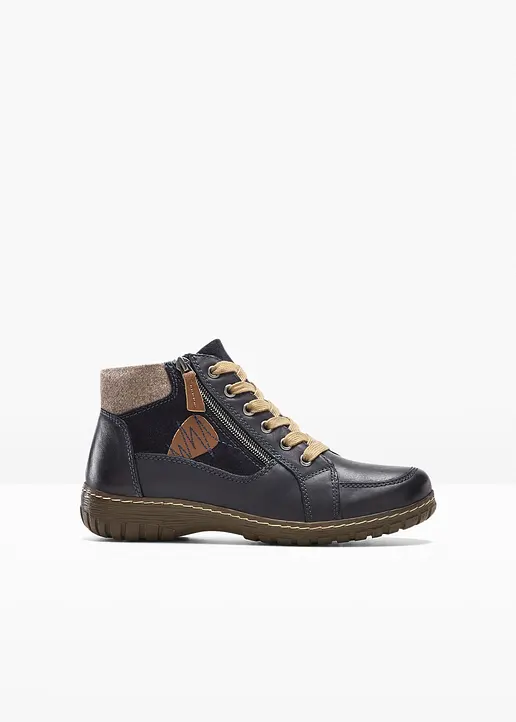 Schnür Boot in bequemer Weite aus Leder in blau von vorne - bonprix Schnür Boot in bequemer Weite aus Leder in blau von vorne - bonprix