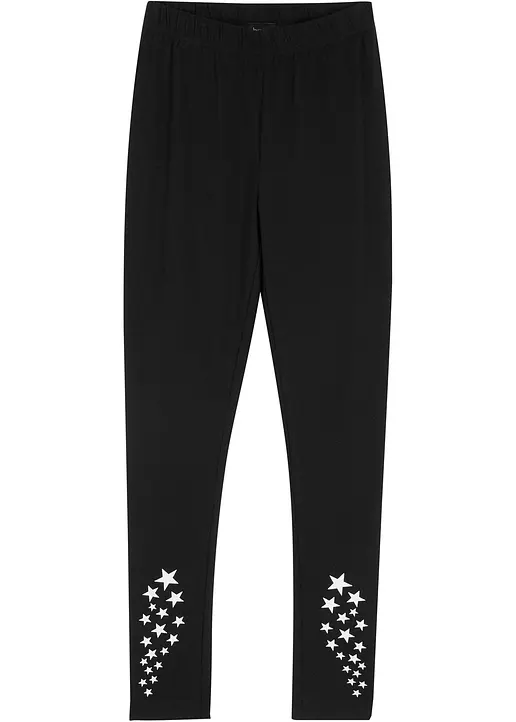 Leggings aus elastischem Bio-Baumwoll-Mix in schwarz von vorne - bonprix Leggings aus elastischem Bio-Baumwoll-Mix in schwarz von vorne - bonprix