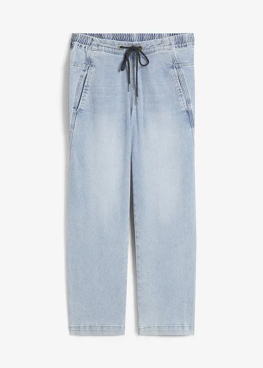 Boyfriend Jeans Mid Waist, cropped in blau von vorne - bonprix Boyfriend Jeans Mid Waist, cropped in blau von vorne - bonprix