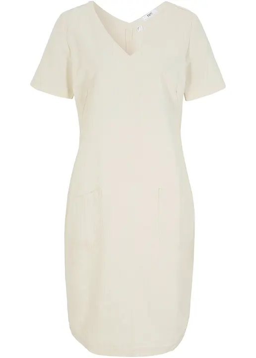 Minikleid mit Leinen in beige von vorne - bonprix Minikleid mit Leinen in beige von vorne - bonprix