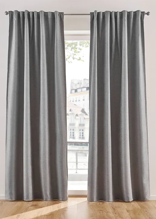 Abdunkelnde Vorhänge mit Struktur (2er Pack) in grau - bonprix Abdunkelnde Vorhänge mit Struktur (2er Pack) in grau - bonprix