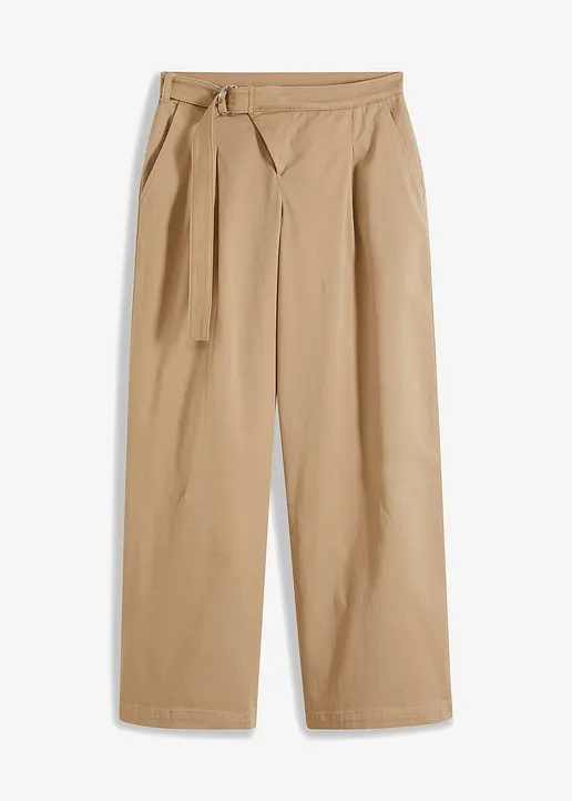 Hose mit asymmetrischer Öffnung in beige von vorne - RAINBOW Hose mit asymmetrischer Öffnung in beige von vorne - RAINBOW