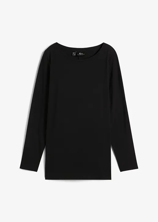 Langarm-Shirt mit reiner Bio-Baumwolle in schwarz von vorne - bonprix Langarm-Shirt mit reiner Bio-Baumwolle in schwarz von vorne - bonprix
