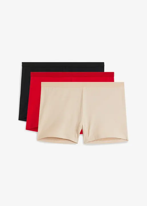 Damen Boxer mit Bio-Baumwolle (3er Pack) in schwarz von vorne - bonprix Damen Boxer mit Bio-Baumwolle (3er Pack) in schwarz von vorne - bonprix