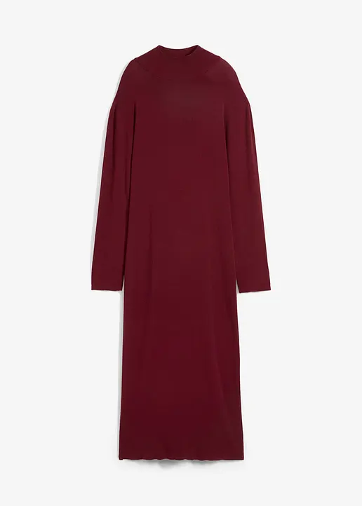 Maxi-Feinstrickkleid mit Stehkragen, langarm in rot von vorne - bonprix Maxi-Feinstrickkleid mit Stehkragen, langarm in rot von vorne - bonprix