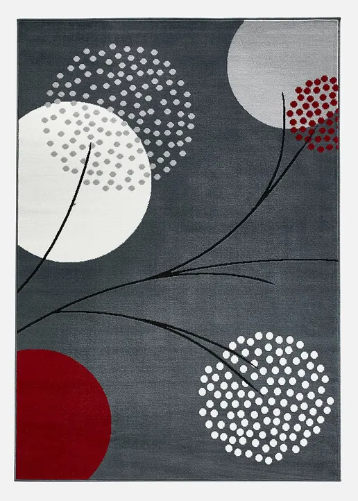 Teppich mit stilisierten Blüten in grau - bonprix Teppich mit stilisierten Blüten in grau - bonprix