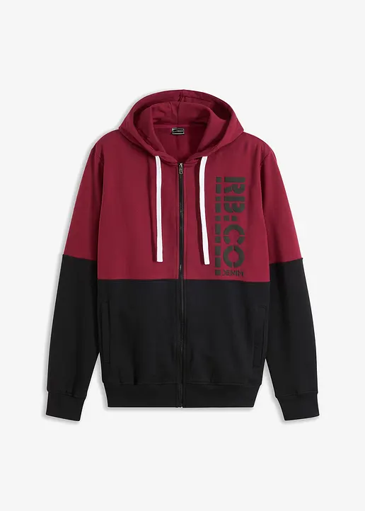 Kapuzen-Sweatjacke aus reiner Bio-Baumwolle in rot von vorne - bonprix Kapuzen-Sweatjacke aus reiner Bio-Baumwolle in rot von vorne - bonprix