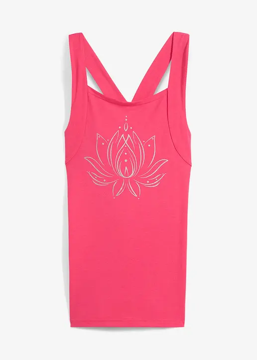 Sport-Top mit überkreuzten Trägern in pink von vorne - bonprix Sport-Top mit überkreuzten Trägern in pink von vorne - bonprix
