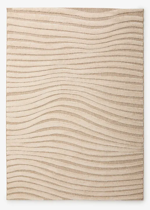 Teppich mit Hoch-Tief Wellenstruktur in beige von vorne - bonprix Teppich mit Hoch-Tief Wellenstruktur in beige von vorne - bonprix