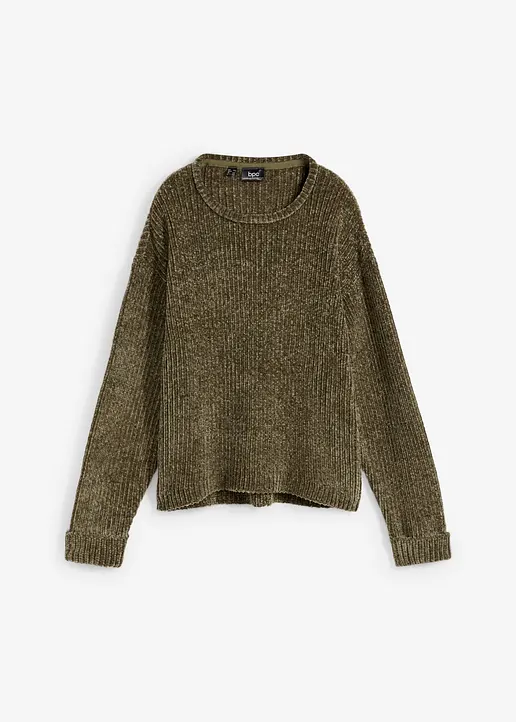 Oversize-Pullover aus weichem Chenille in grün von vorne - bonprix Oversize-Pullover aus weichem Chenille in grün von vorne - bonprix